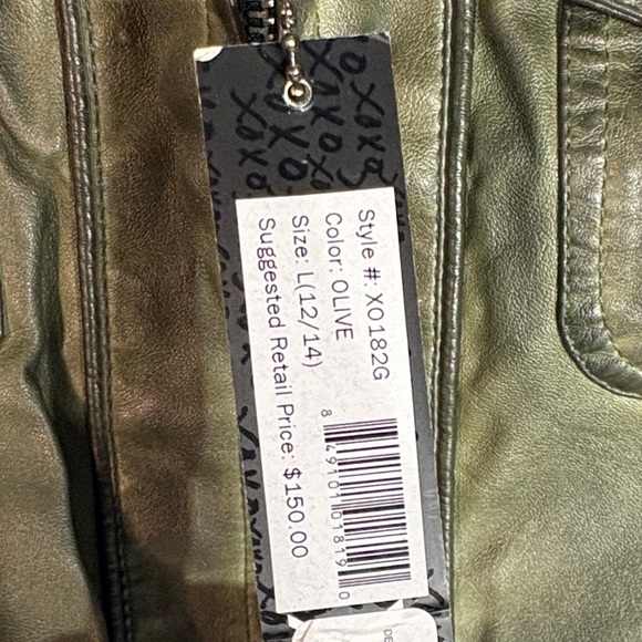 XOXO Dark Green Faux Leather Jacket- Size Junior’s L 12/14 - Picture 2 of 10